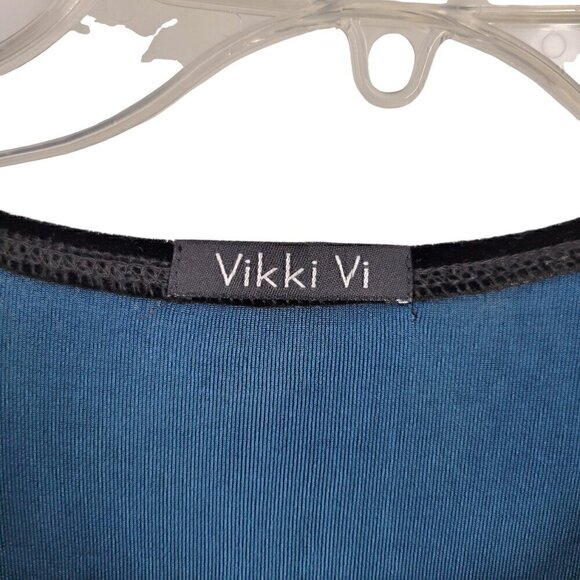 Whimsigoth Glitter Dark Fairy Blue & Black 1X Button up Top Floral 3/4 Sleeve - Picture 2 of 4